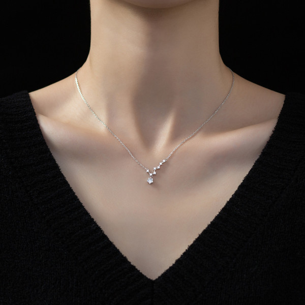 A38917 s925 silver elegant simple rhinestone necklace