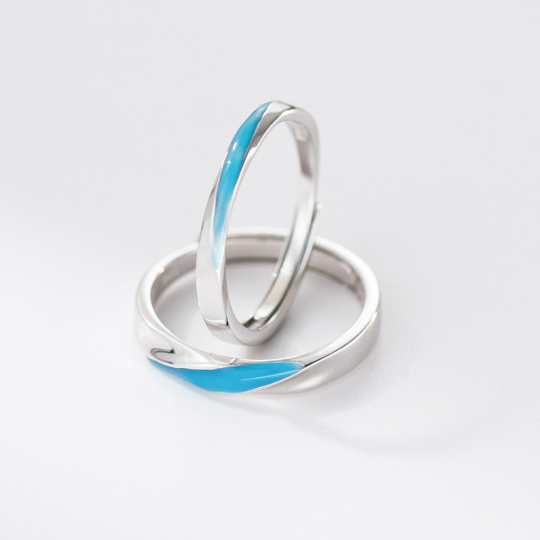 A46113 s925 sterling silver dainty simple blue ring