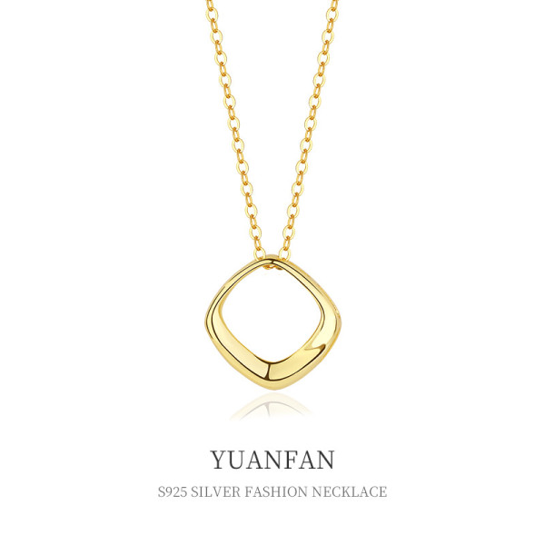 A38600 sterling silver hollowed geometric fashion necklace