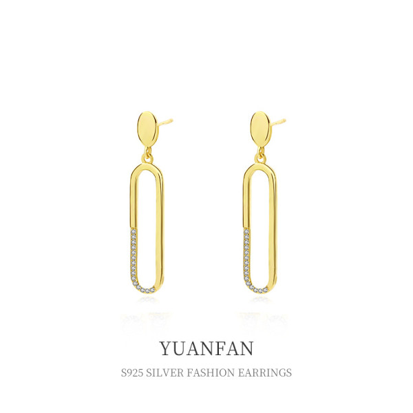 A38793 sterling silver long cubic zirconia stud fashion elegant earrings