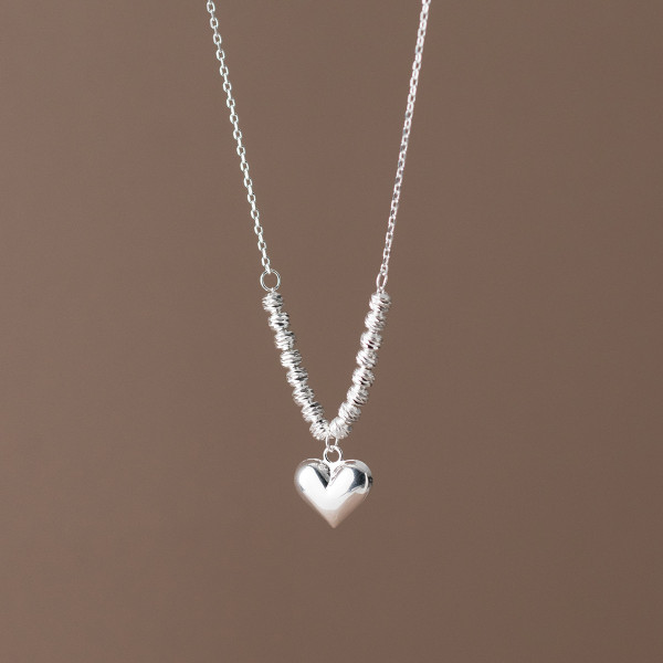 A35245 s925 sterling silver chic simple heart sweet necklace