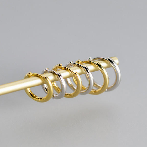 A43510 s925 silver simple circle bar hoop unique earrings