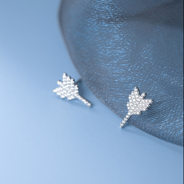 A32276 s925 sterling silver trendy chic unique sparkling feather earrings