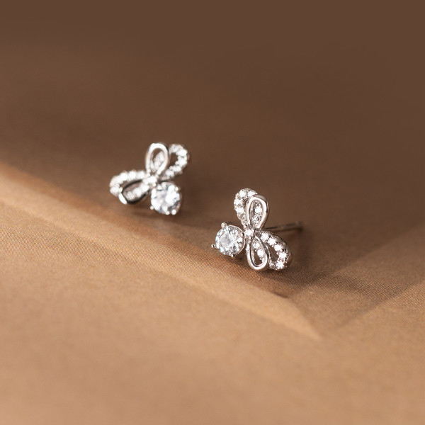 A40572 s925 sterling silver rhinestone butterfly stud sweet elegant design earrings