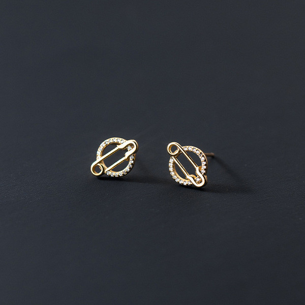 A34873 s925 sterling silver circle geometric earrings