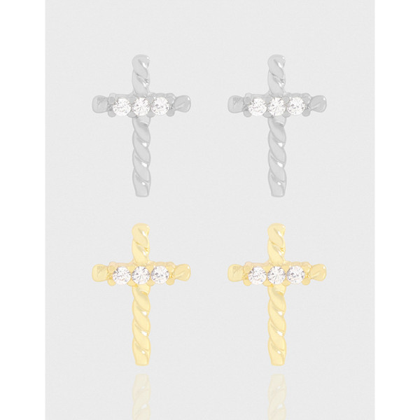 A42609 design twist cubic zirconia stud sterling silver s925 earrings