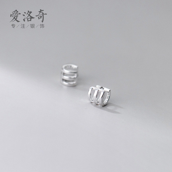 A32238 s925 sterling silver fashion hollowed layered bar geometric earrings