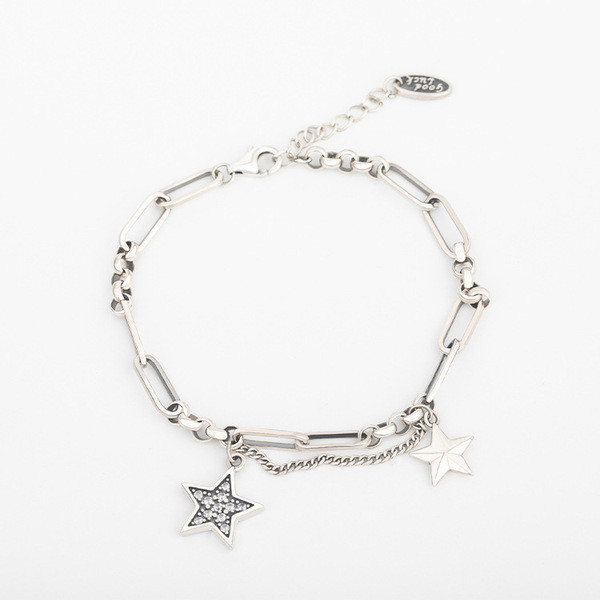 A32952 s925 sterling silver vintage star trendy silver bracelet