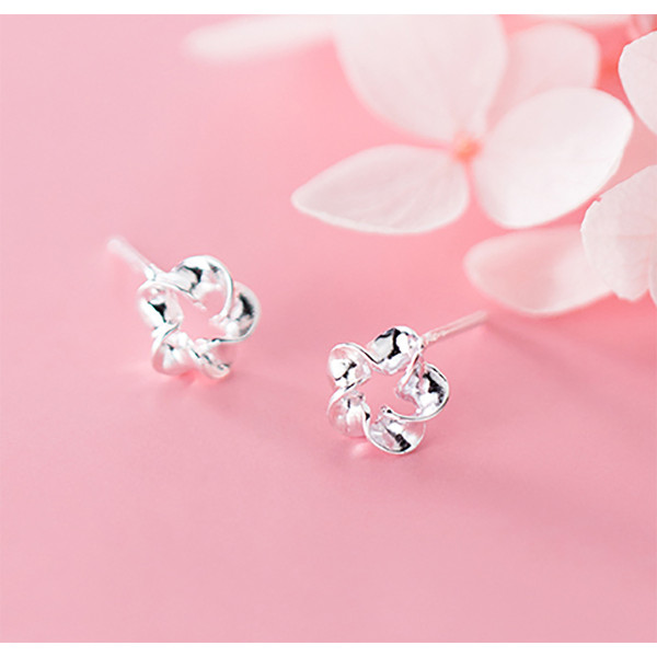 A38391 s925 sterling silver flower stud trendy design elegant earrings