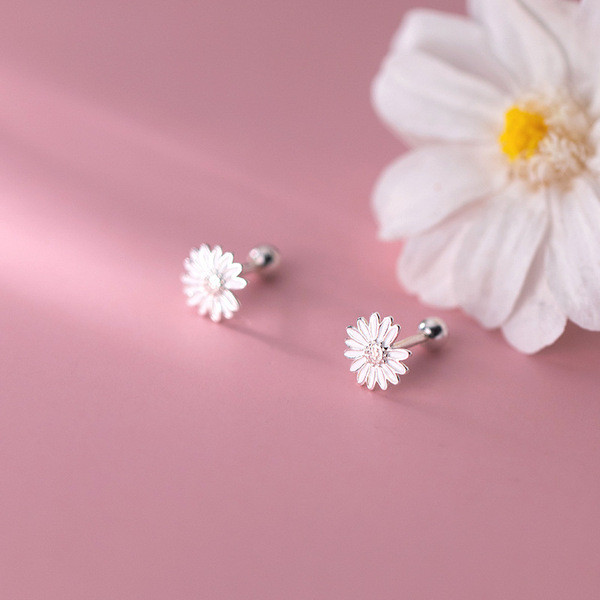 A34701 s925 sterling silver white sweet earrings