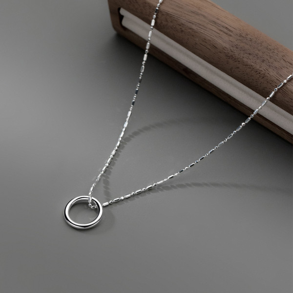 A37191 s925 sterling silver simple hollowed circle necklace