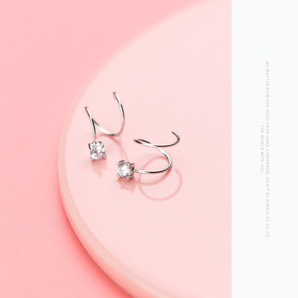 A40644 s925 silver elegant sweet rhinestone weave earrings simple cute earrings