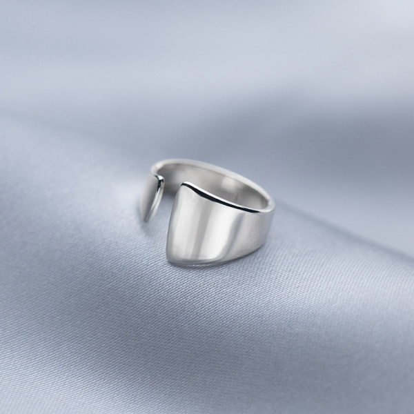 A36294 s925 sterling silver wide simple chic adjustable ring