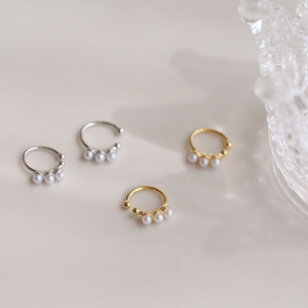 A42230 s925 silver artificial pearl clipon piercing elegant earrings
