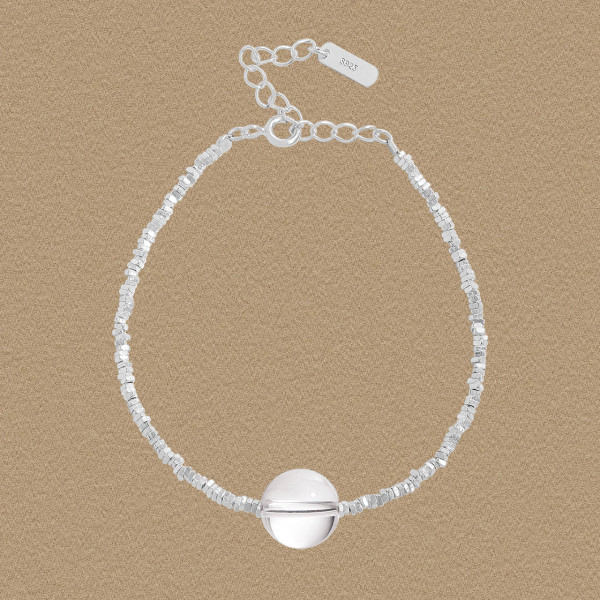 A46224 natural crystal charm s925 sterling silver handmade beaded bracelet