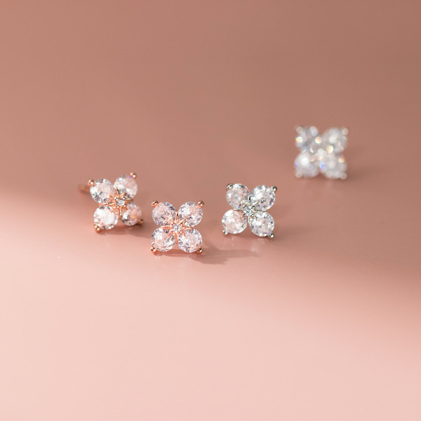 A43235 s925 sterling silver rhinestone stud trendy earrings