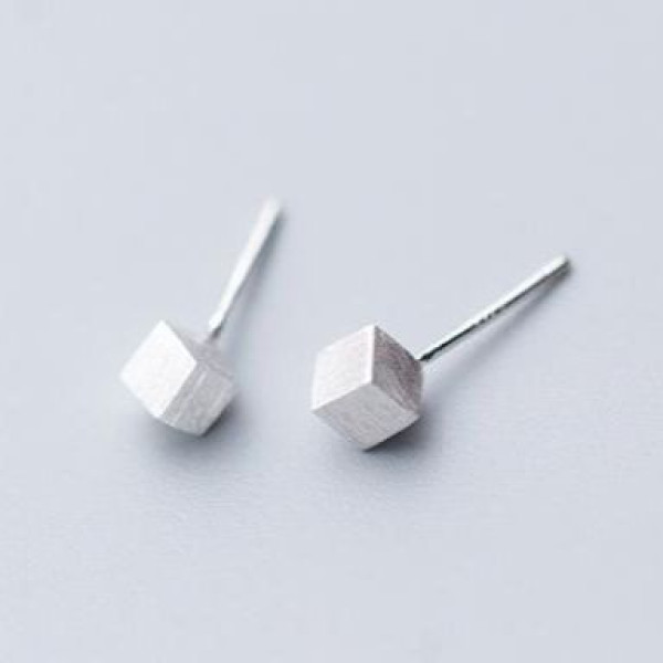 A40200 s925 silver simple square stud earrings trendy geometric earrings