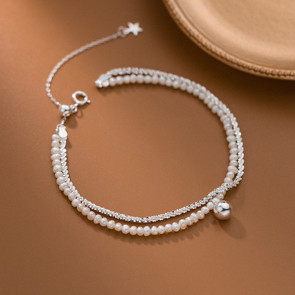 A30216 s925 sterling silver pearl starlight sweet trendy bracelet