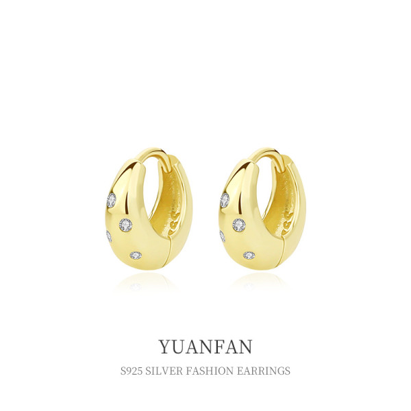 A37120 925 sterling silver metal wide simple cubiczirconia earrings