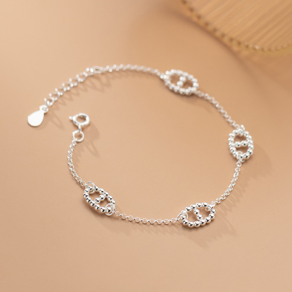 A36133 s925 sterling silver chain charm bracelet