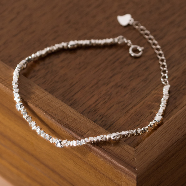 A39571 s925 sterling silver heart charm elegant grade bracelet