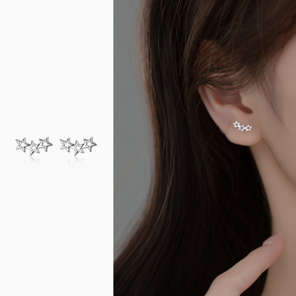 A36361 s925 sterling silver simple cute stars earrings