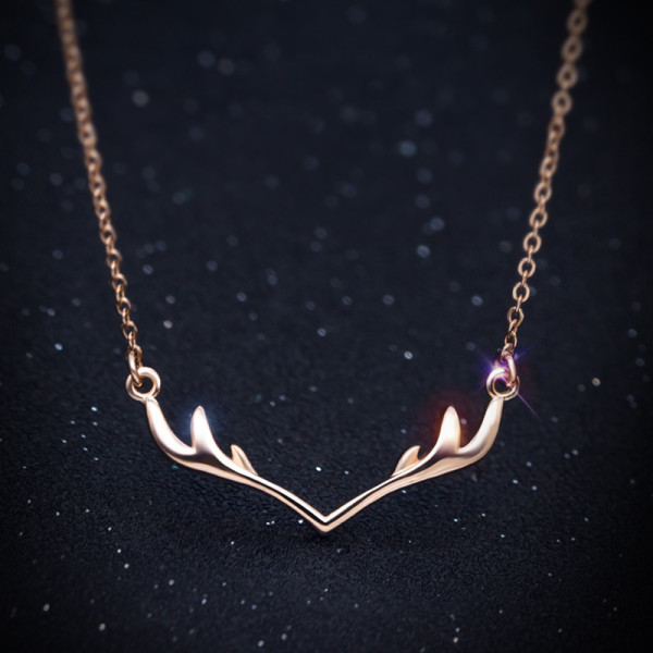 A44798 christmas simple sweet s925 silver deer cute short necklace
