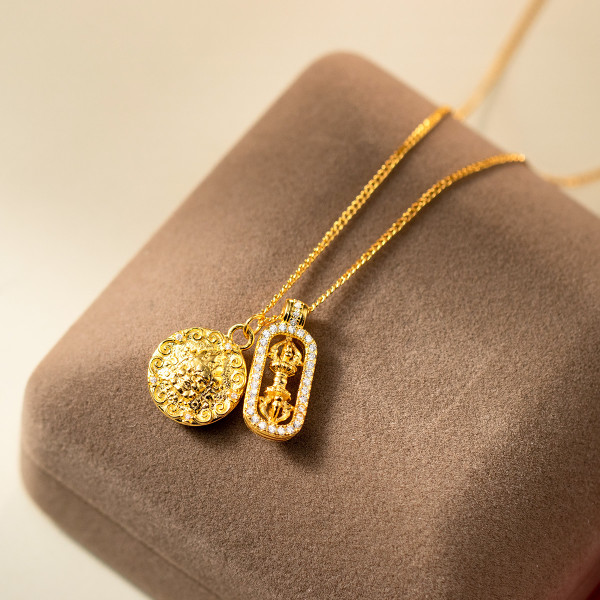 A45103 s925 silver dainty simple fashion elegant rhinestone gold necklace
