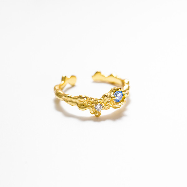 A43319 s925 silver rhinestone adjustable ring