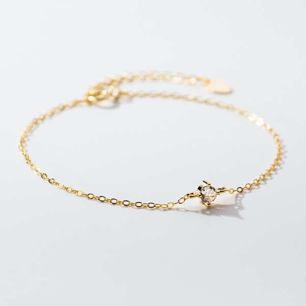 A39542 s925 sterling silver elegant goldplated gold rhinestone charm bracelet