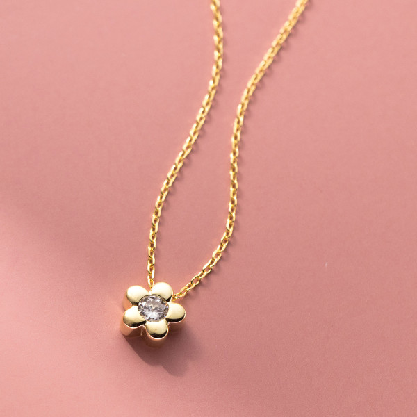 A41066 s925 sterling silver trendy rhinestone design sweet elegant necklace