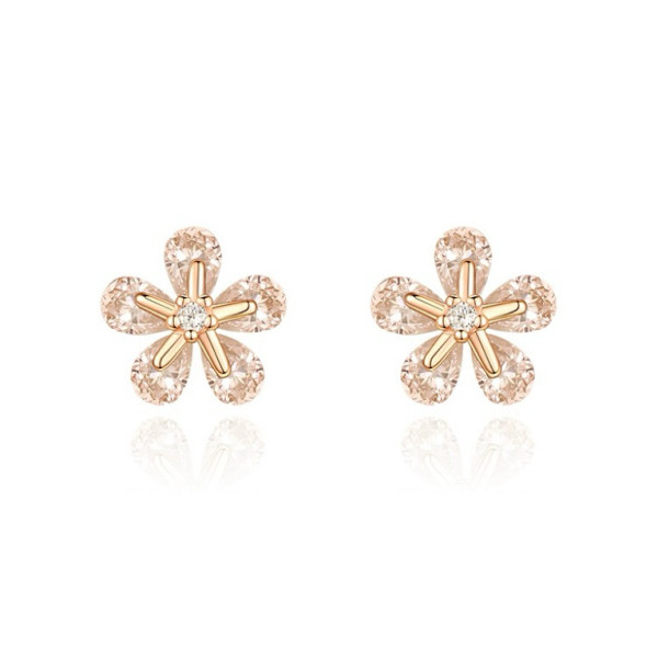 A42328 s925 trendy sweet rhinestone cubic zirconia flower silver stud design earrings