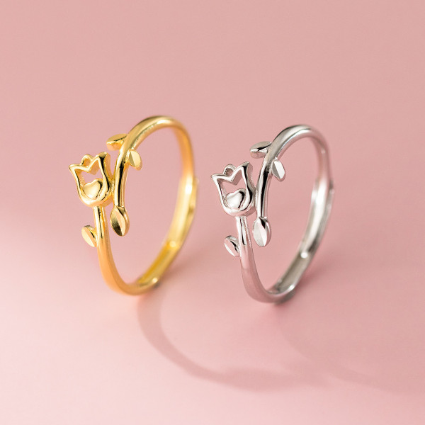 A45719 s925 sterling silver trendy sweet hollowed gold heart ring