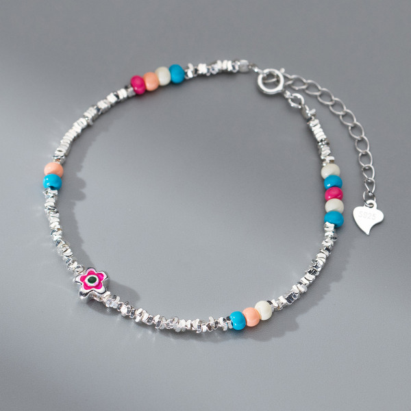 A41778 s925 sterling silver flower charm trendy design bracelet