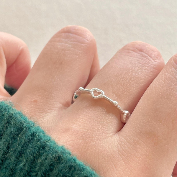 A45405 simple s925 sterling silver heart unique ring