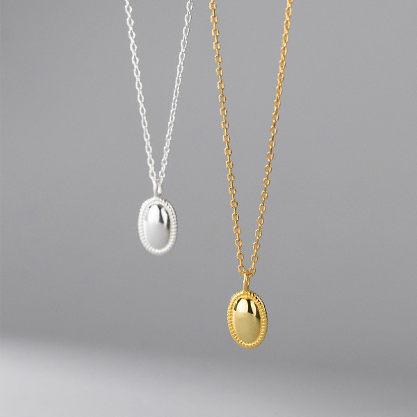 A36753 s925 sterling silver oval necklace