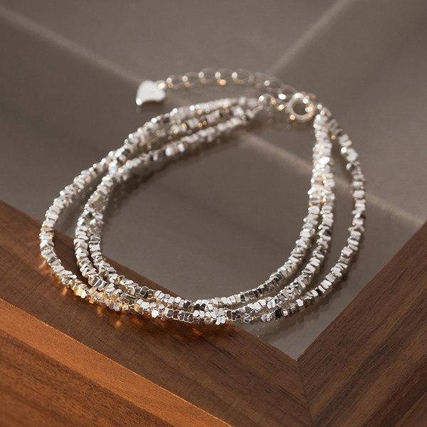 A39554 s925 sterling silver simple layered charm trendy elegant bracelet