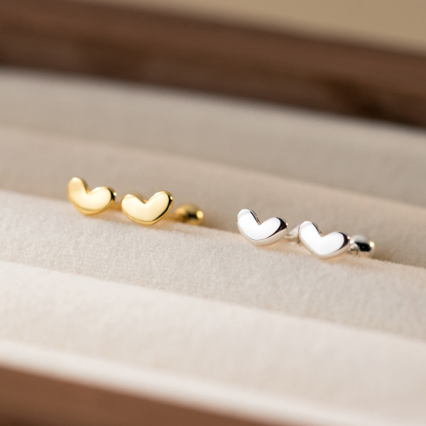 A45525 s925 sterling silver sweet cute heart piercing stud earrings