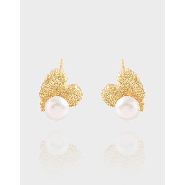 A38683 design heart wrinkled quality stud sterling silver s925 earrings