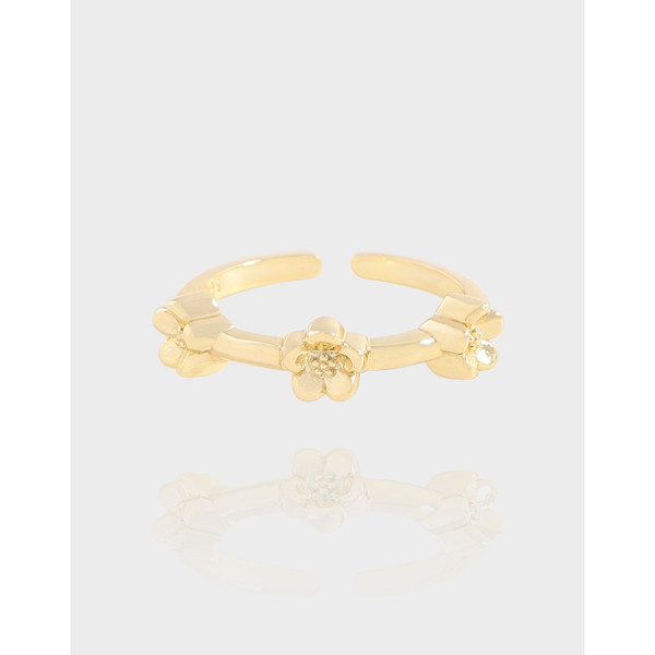 A39402 design minimalist flower adjustable s925 sterling silver ring
