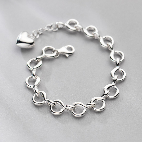 A34963 s925 sterling silver fashion heart8 unique bracelet