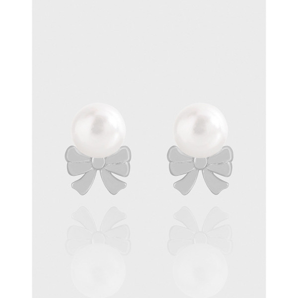 A43283 design butterfly pearl stud sterling silver s925 earrings