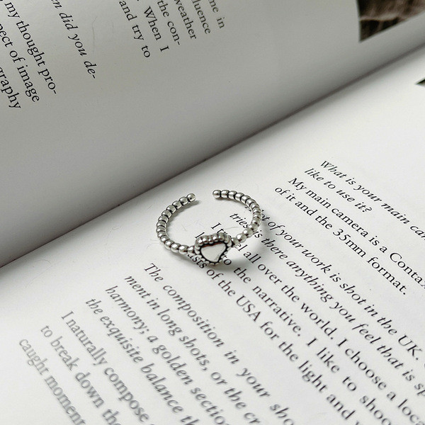 A32609 925 sterling silver vintage fashion heartshape simple adjustable ring