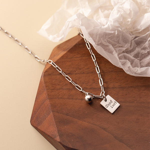 A34146 s925 sterling silver square necklace