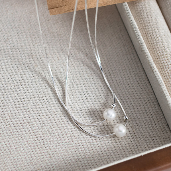 A45046 s925 silver sweet pearl necklace