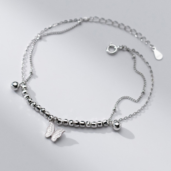 A42082 s925 sterling silver butterfly charm sweet design bracelet