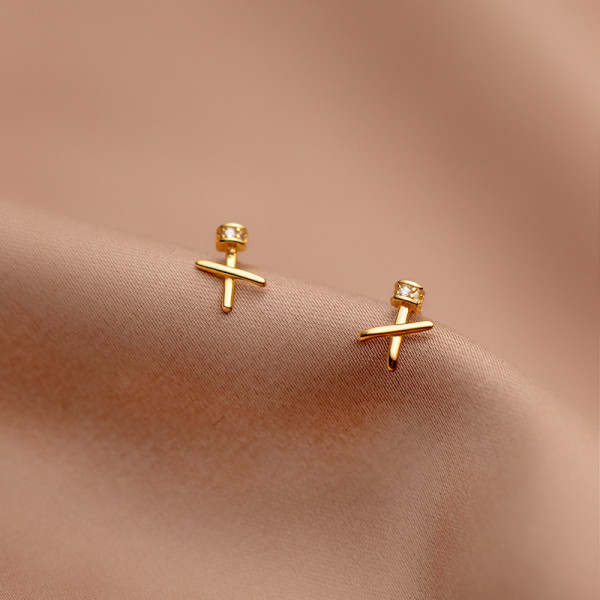 A42936 s925 silver cute simple stud trendy earrings