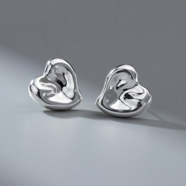 A40837 s925 sterling silver design heartshape stud unique simple earrings