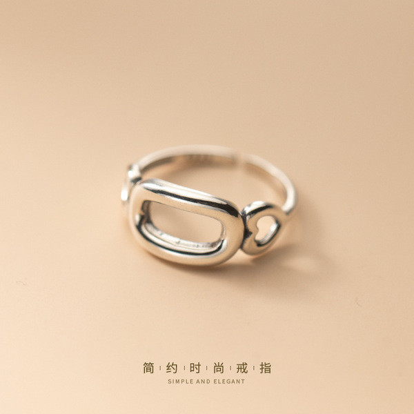 A32106 s925 sterling silver unique hollowed oval heart geometric ring