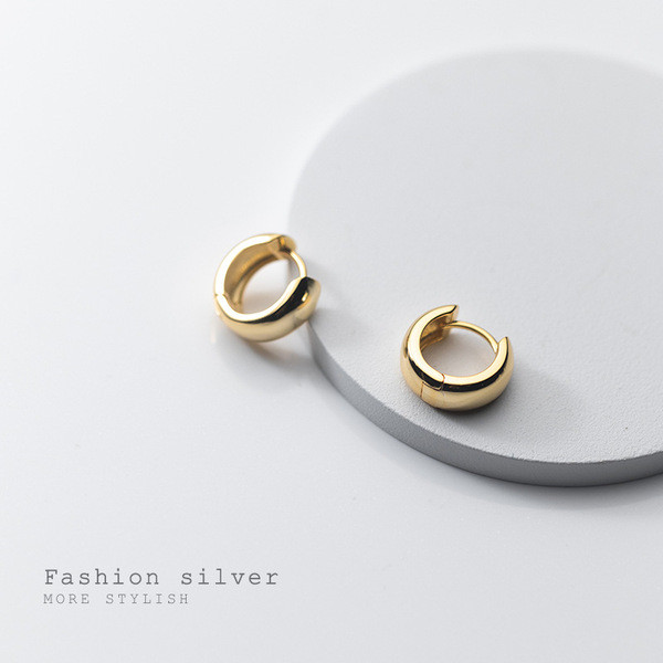 A33802 s925 sterling silver circle unique simple chic cute short earrings